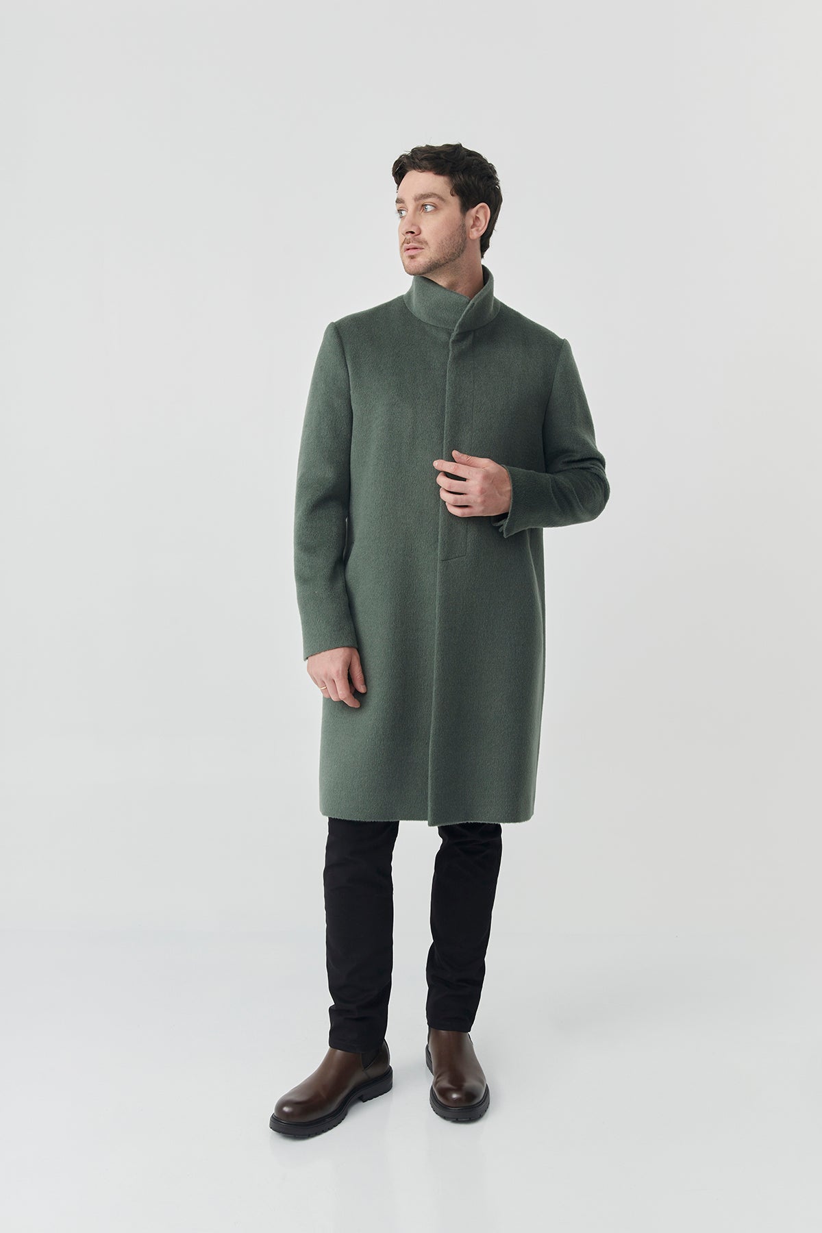 Baby Alpaca Green Coat | Louis Coat