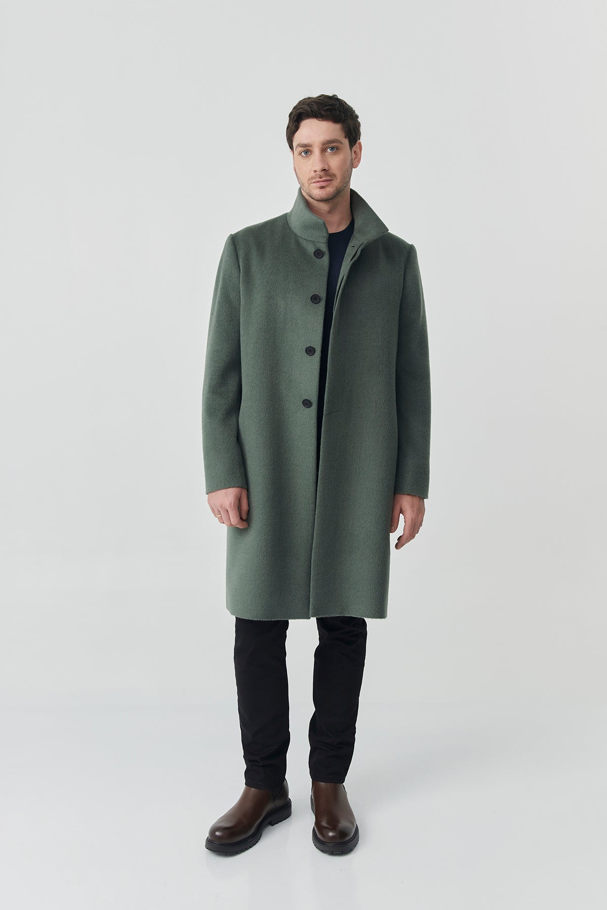 Baby Alpaca Green Coat | Louis Coat