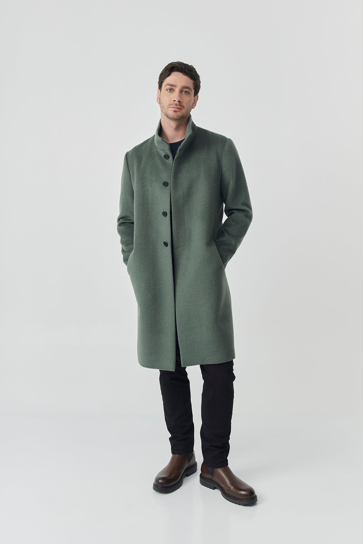 Baby Alpaca Green Coat | Louis Coat