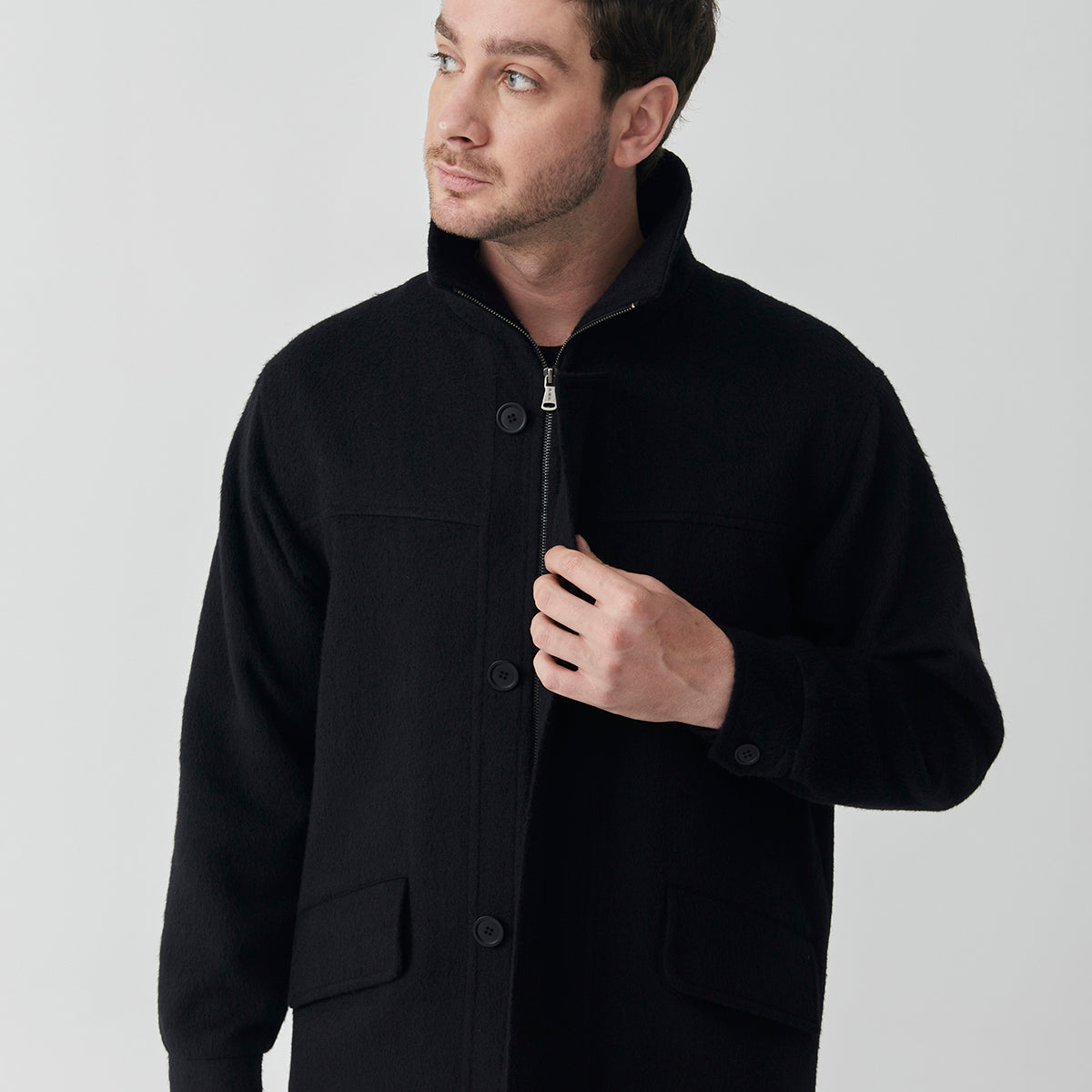 Black Baby Alpaca Jacket | Theo Jacket