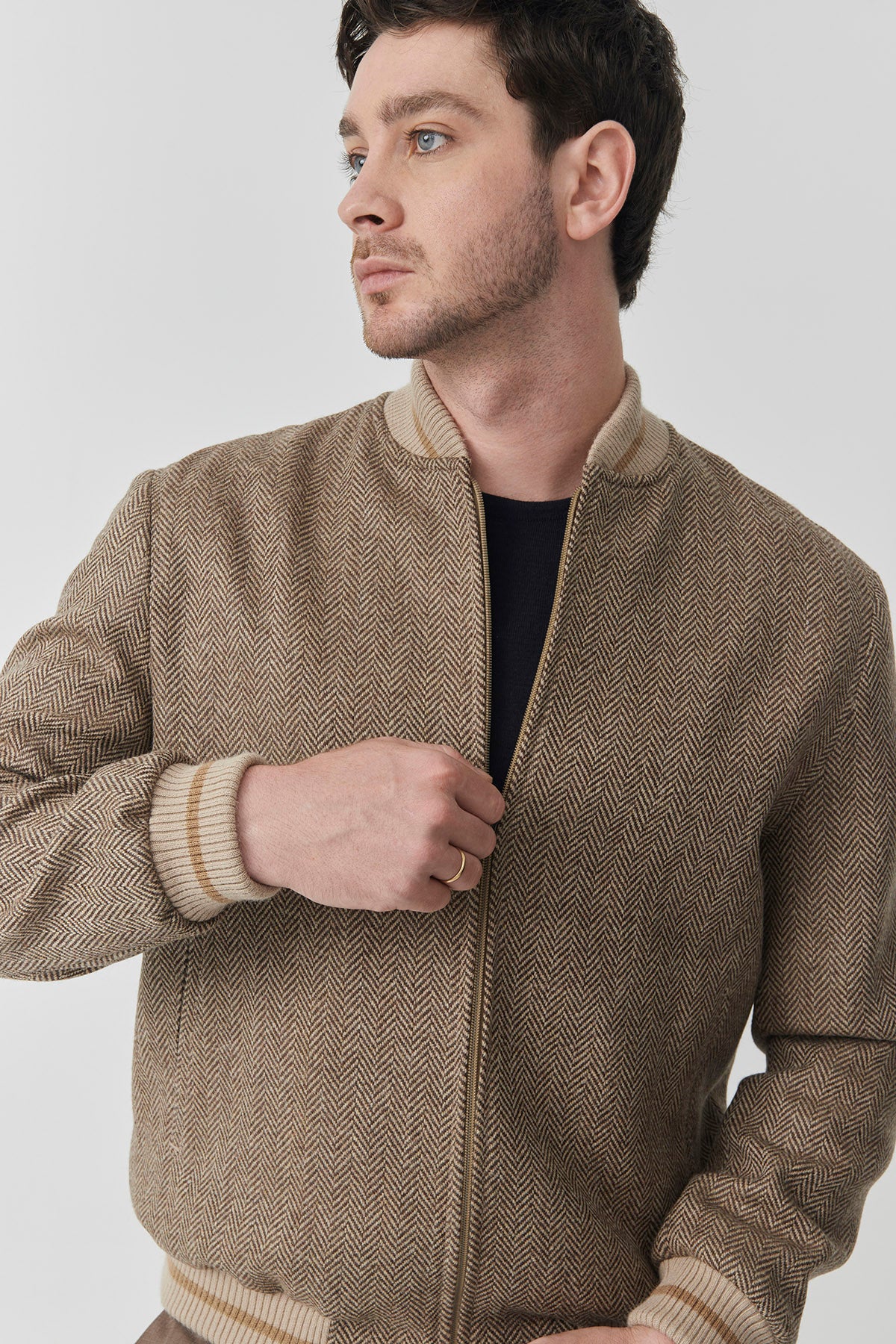 Bomber Sam – Gray Herringbone Tweed