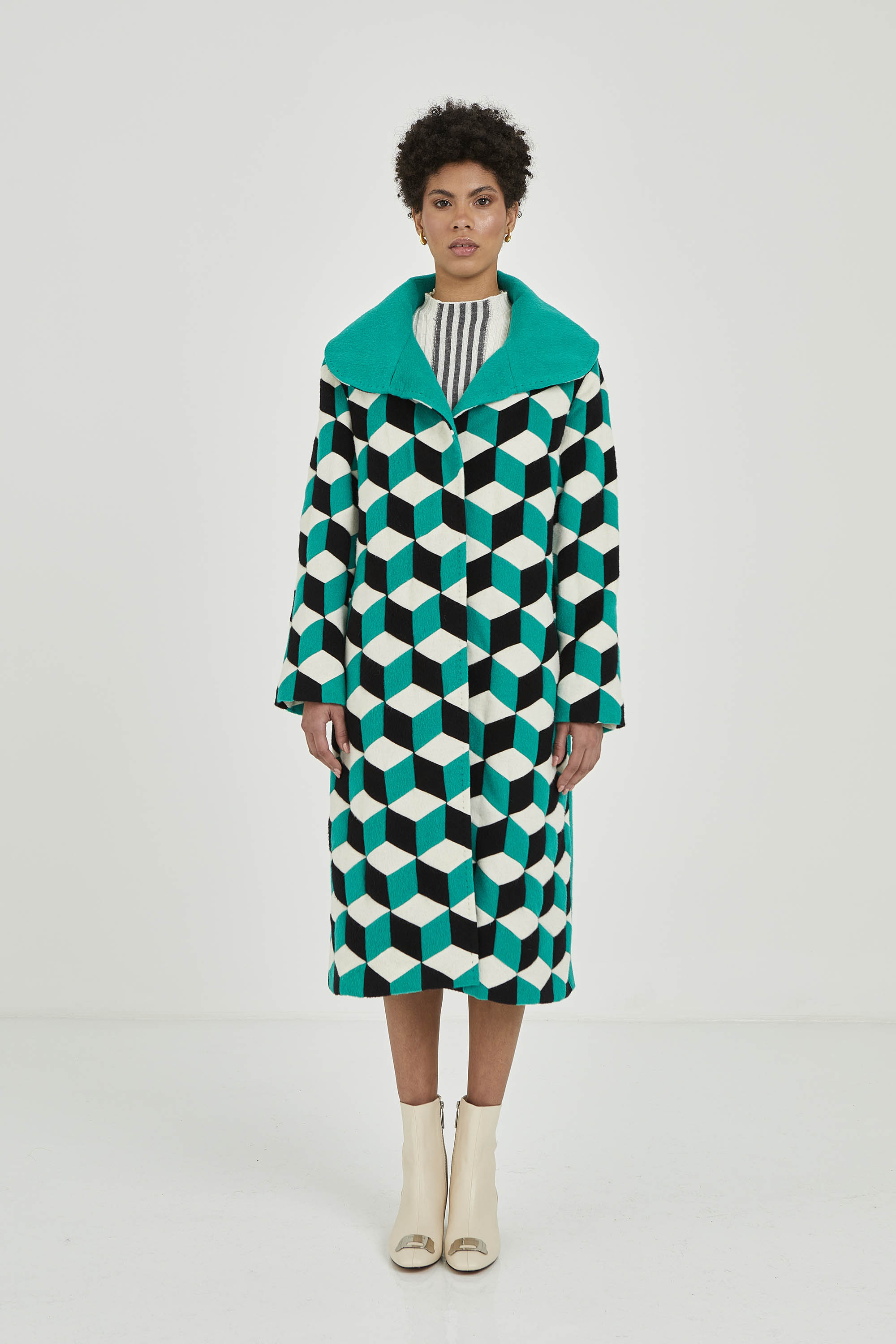 Cuboid Green Handcrafted Coat | One of a Kind
