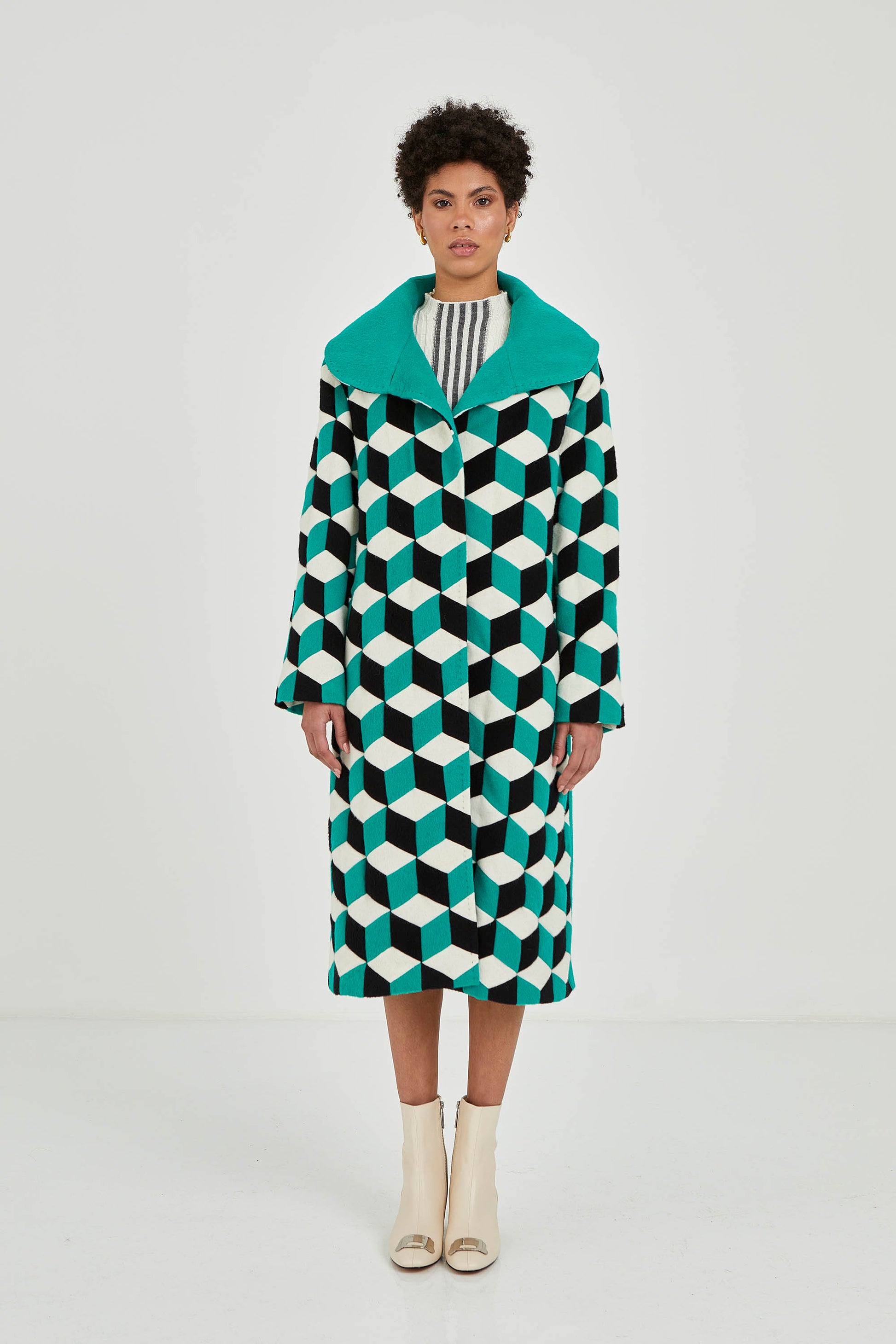 Cuboid Green Handcrafted Coat | One of a Kind