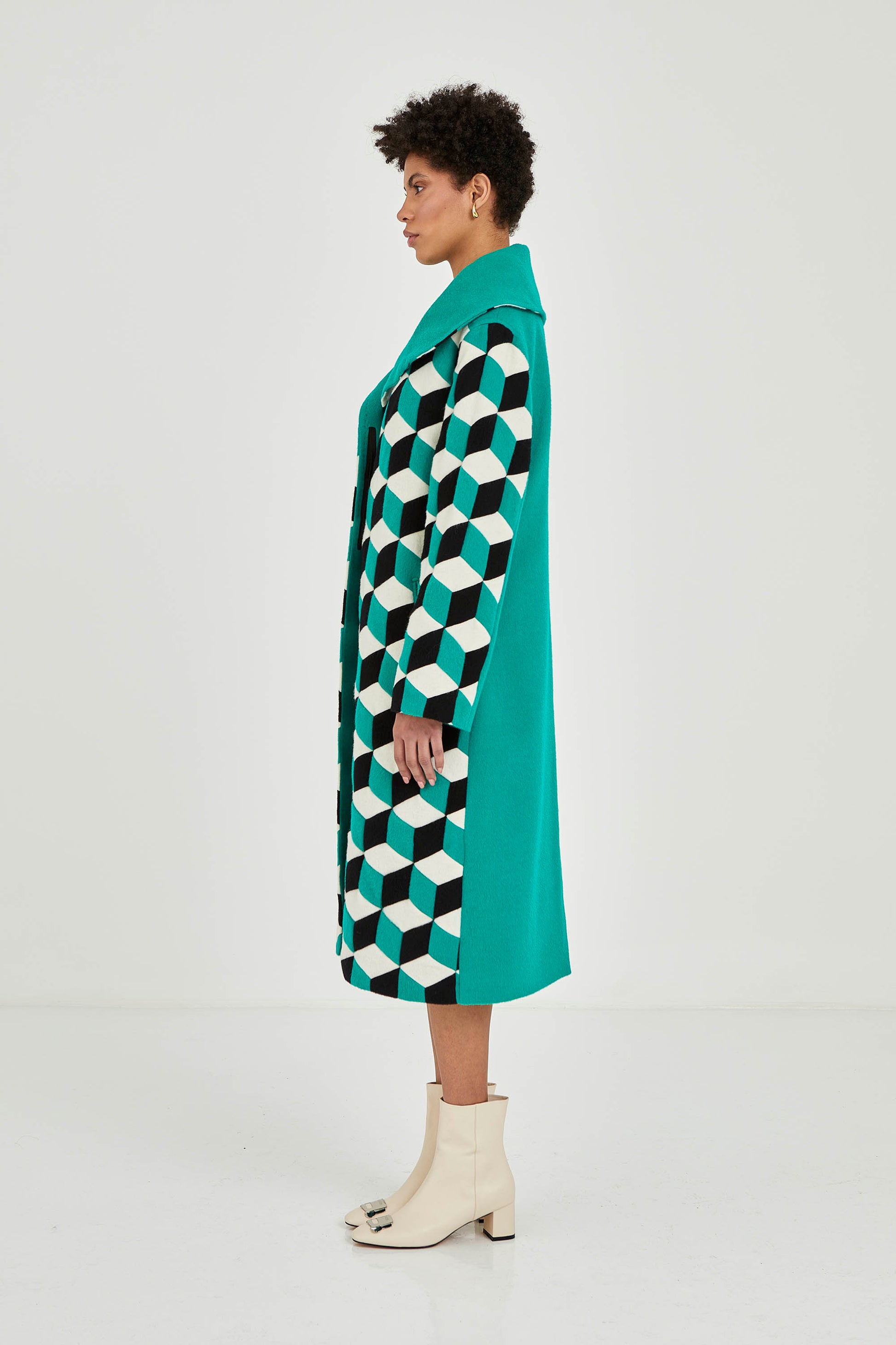 Cuboid Green Handcrafted Coat | One of a Kind