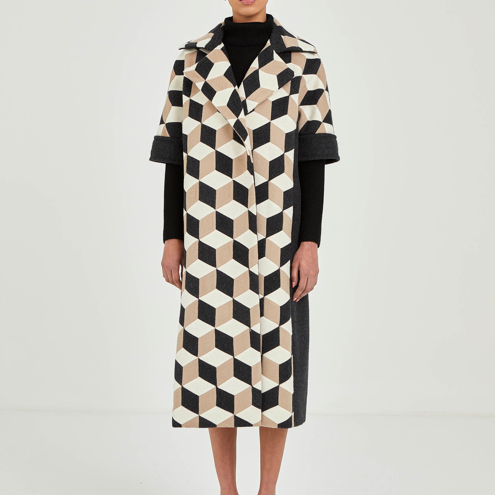 Cuboid Charcoal Handcrafted Coat | One of a Kind