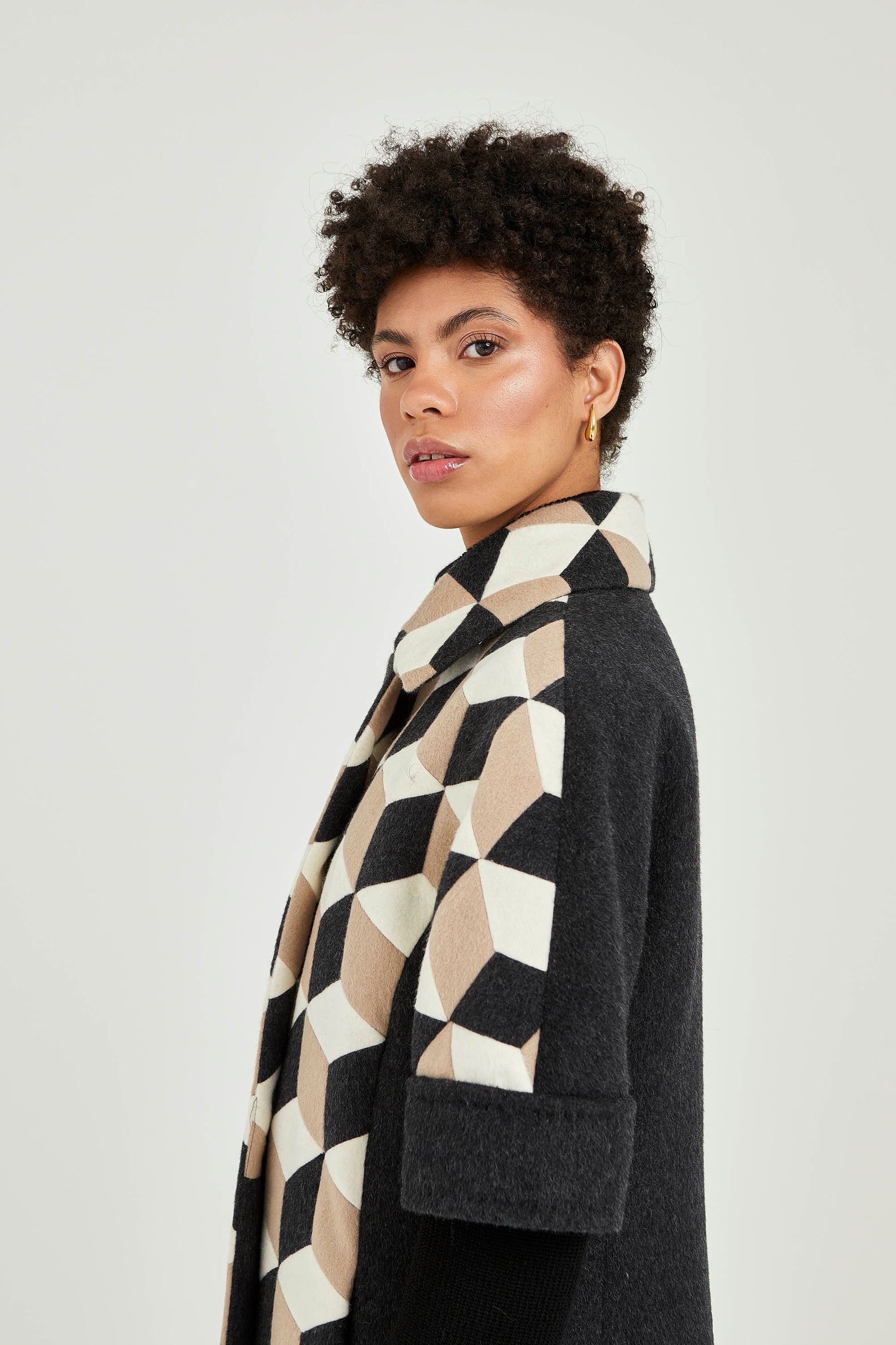 Cuboid Charcoal Handcrafted Coat | One of a Kind