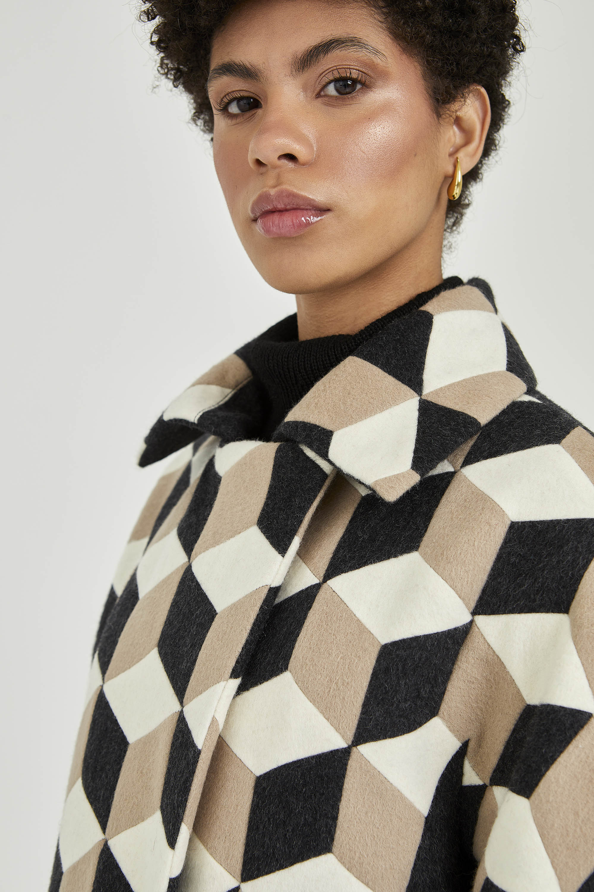 Cuboid Charcoal Handcrafted Coat | One of a Kind