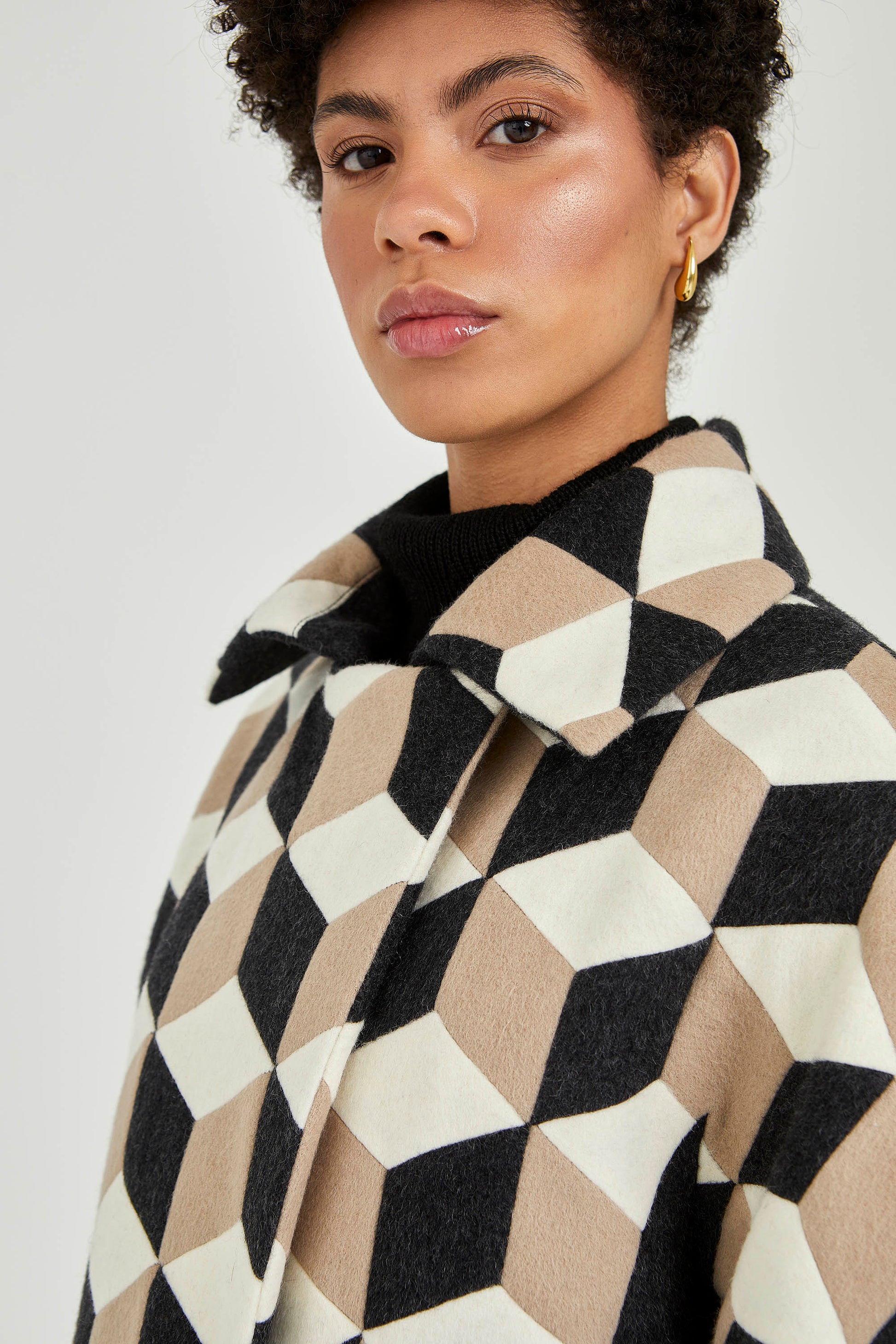 Cuboid Charcoal Handcrafted Coat | One of a Kind