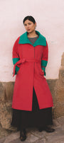 Fuchsia short sleeve baby alpaca coat