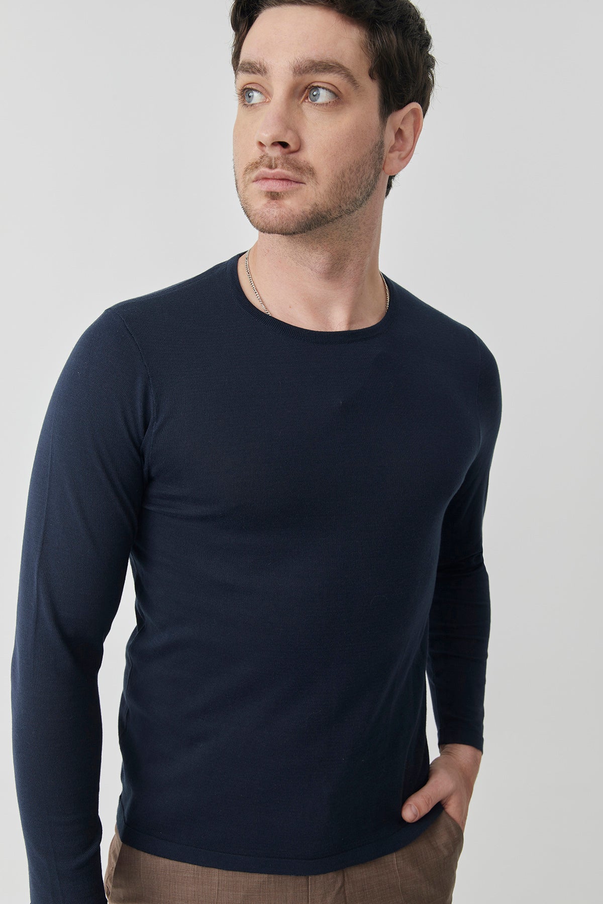 Navy Blue T-shirt Knitted | 100% Pima Cotton
