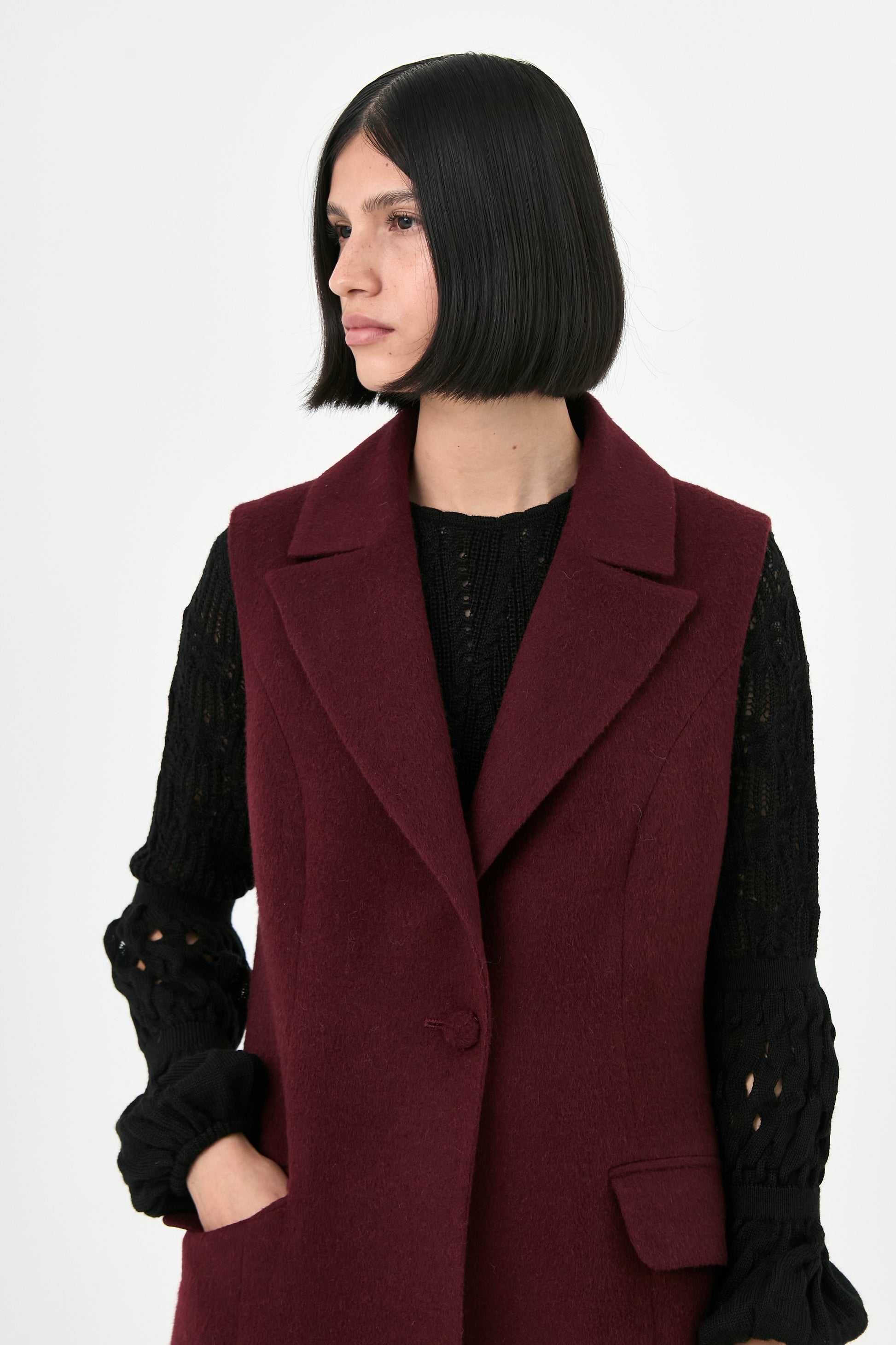Baby Alpaca Sleeveless Coat | Luana