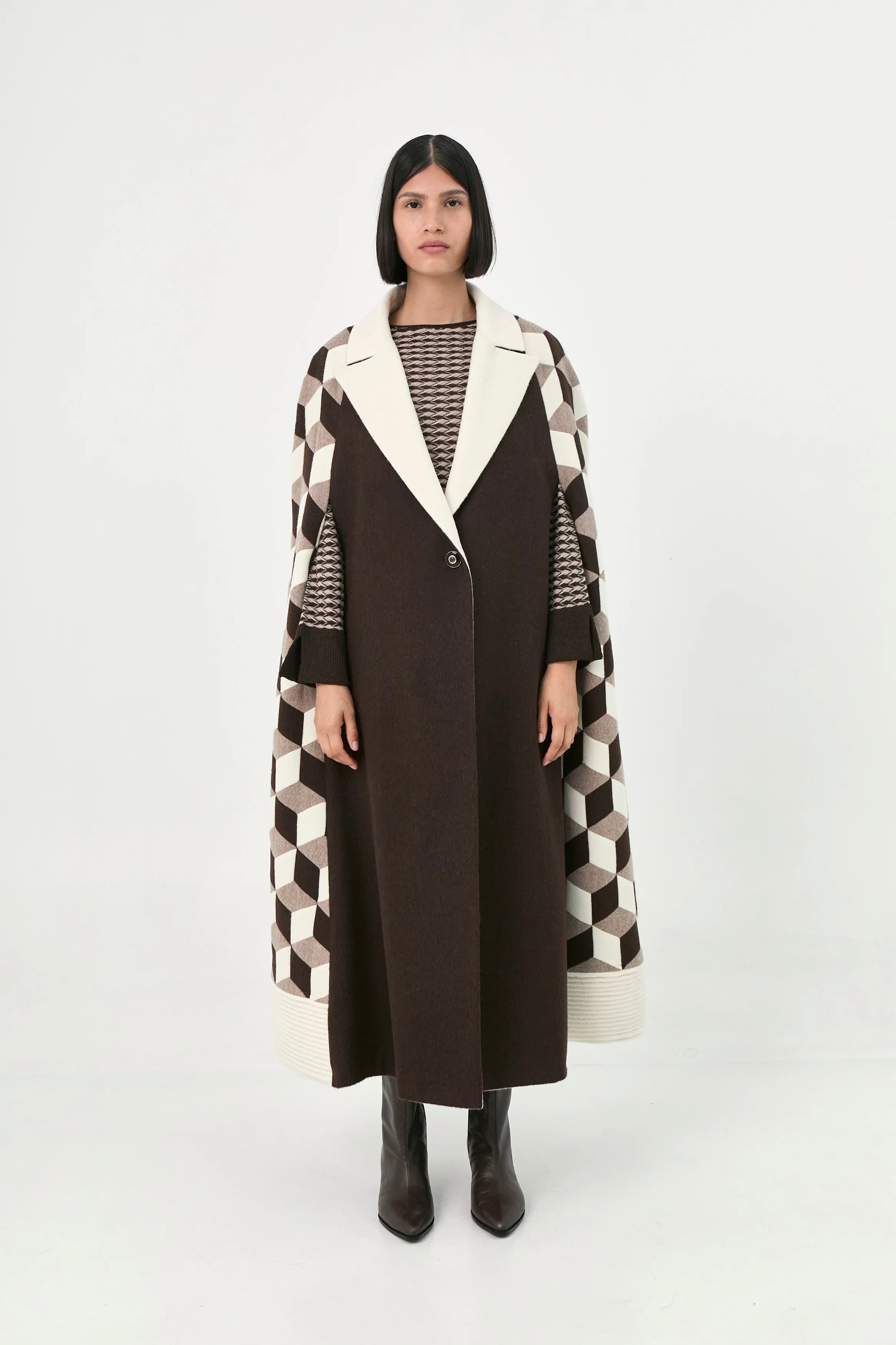 Cuboid Handcrafted Cape Coat | Emilia