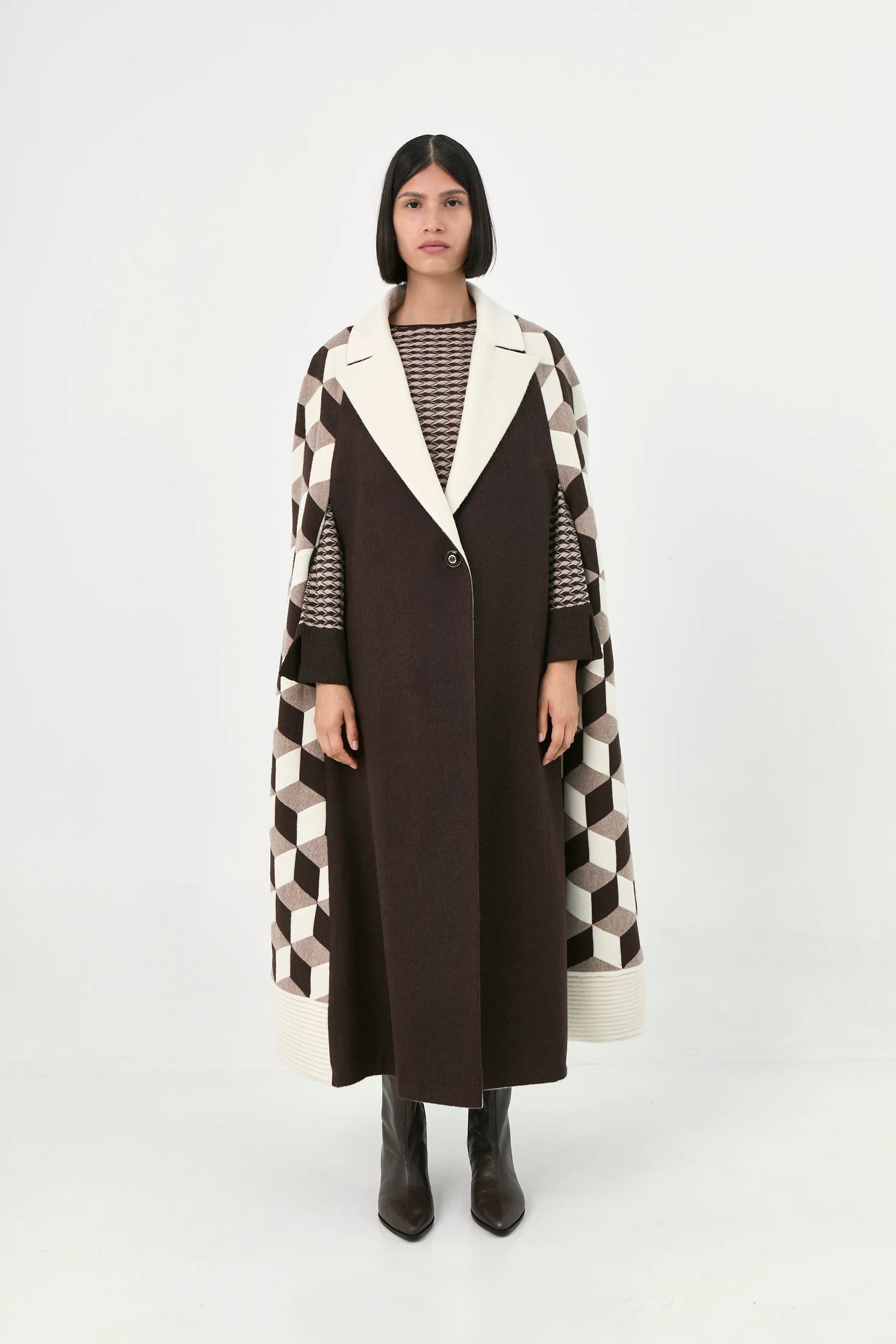 Cuboid Handcrafted Cape Coat | Emilia