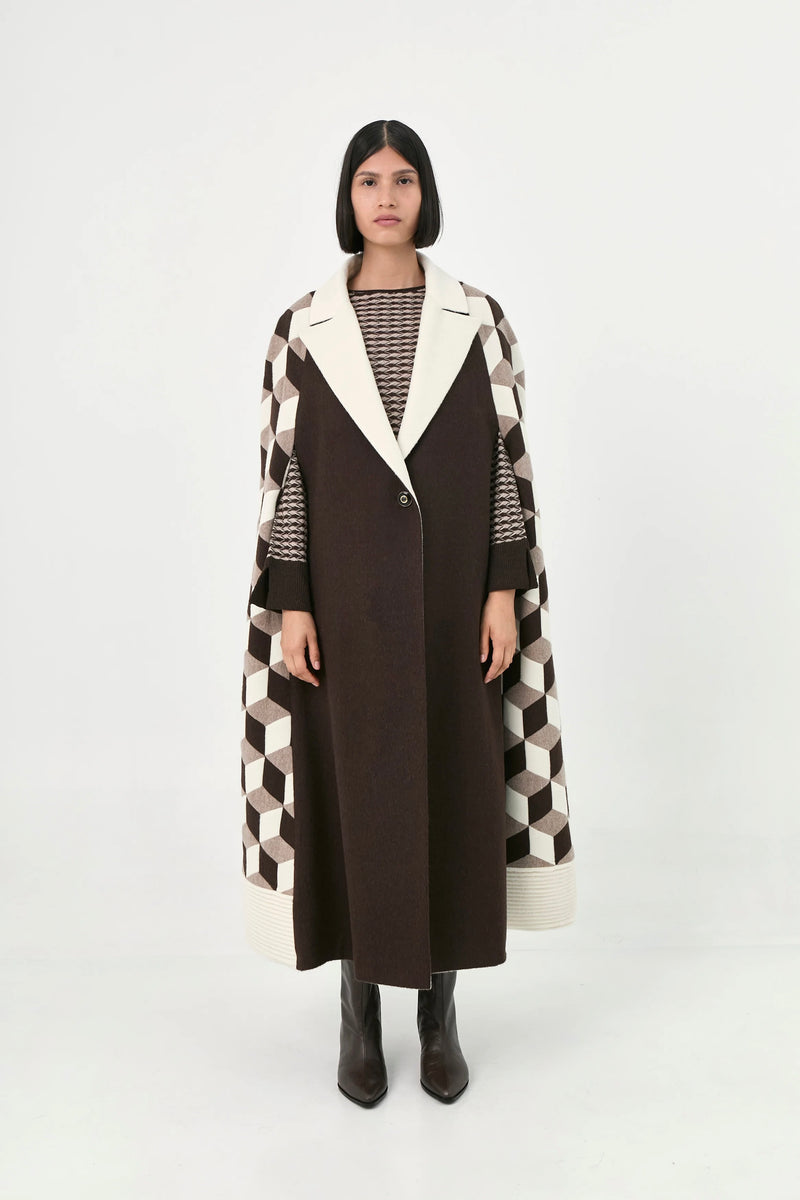 Cuboid Handcrafted Cape Coat | Emilia