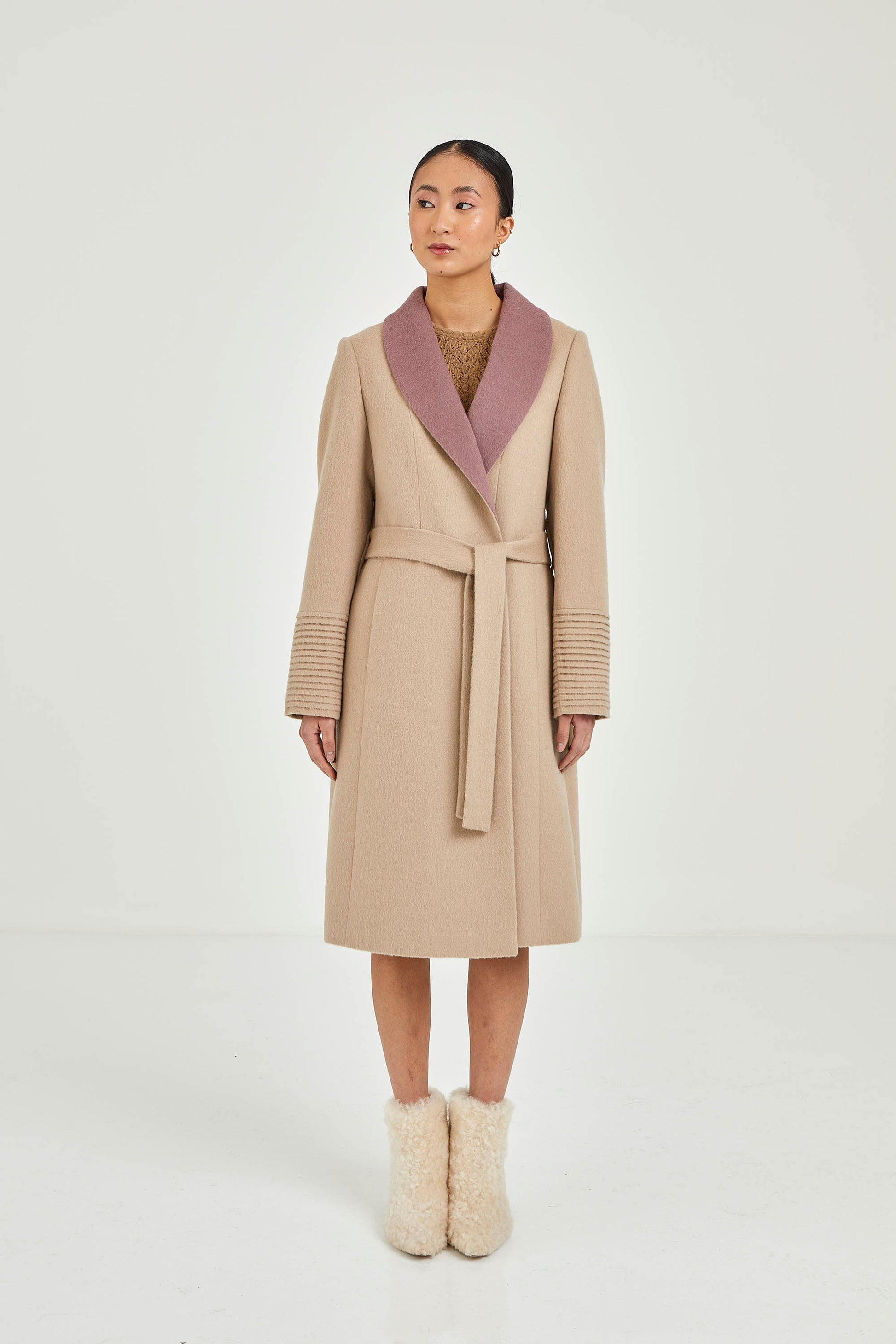 Baby Alpaca Two-tone Coat  | Katherin