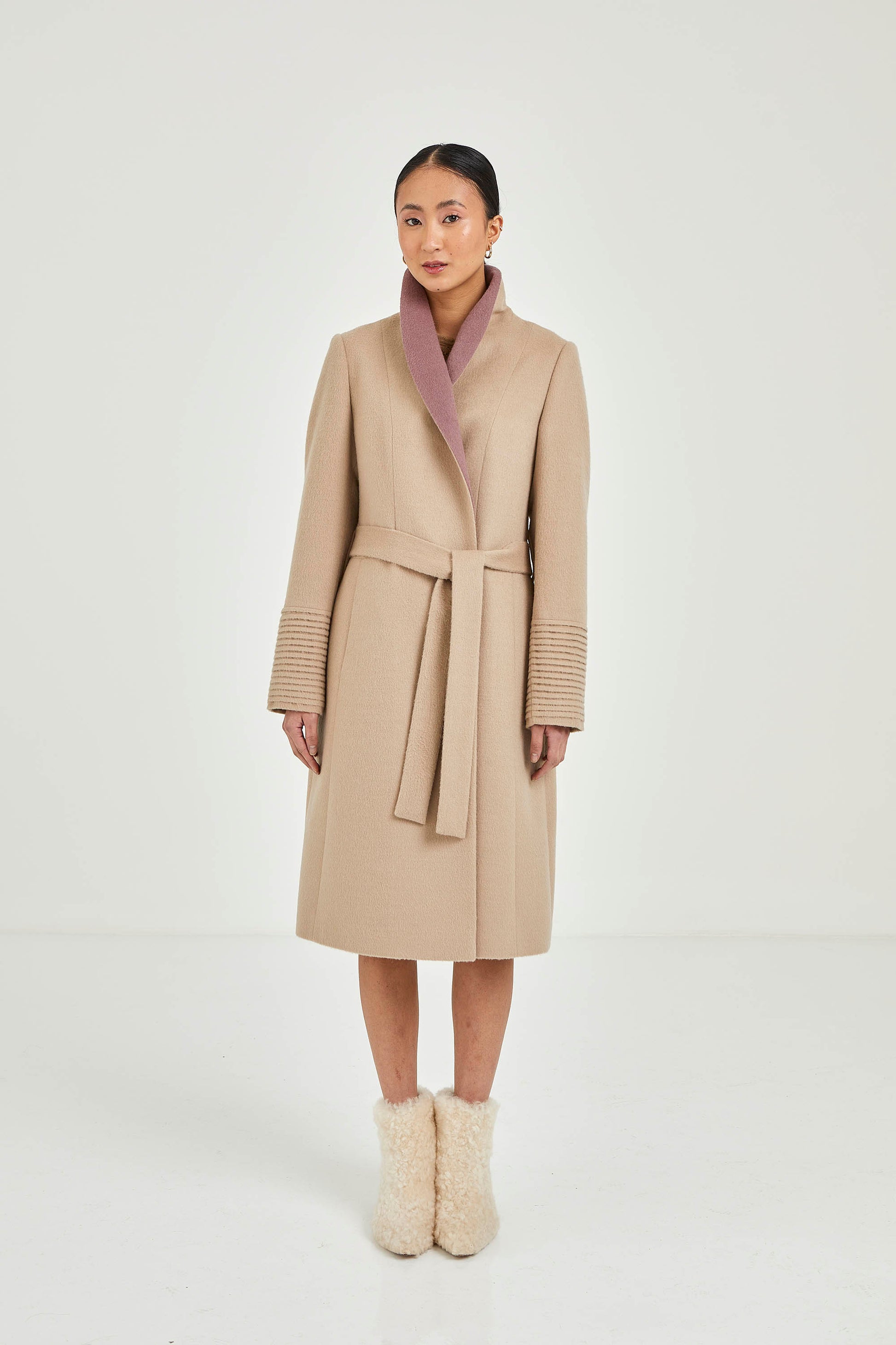 Baby Alpaca Two-tone Coat  | Katherin