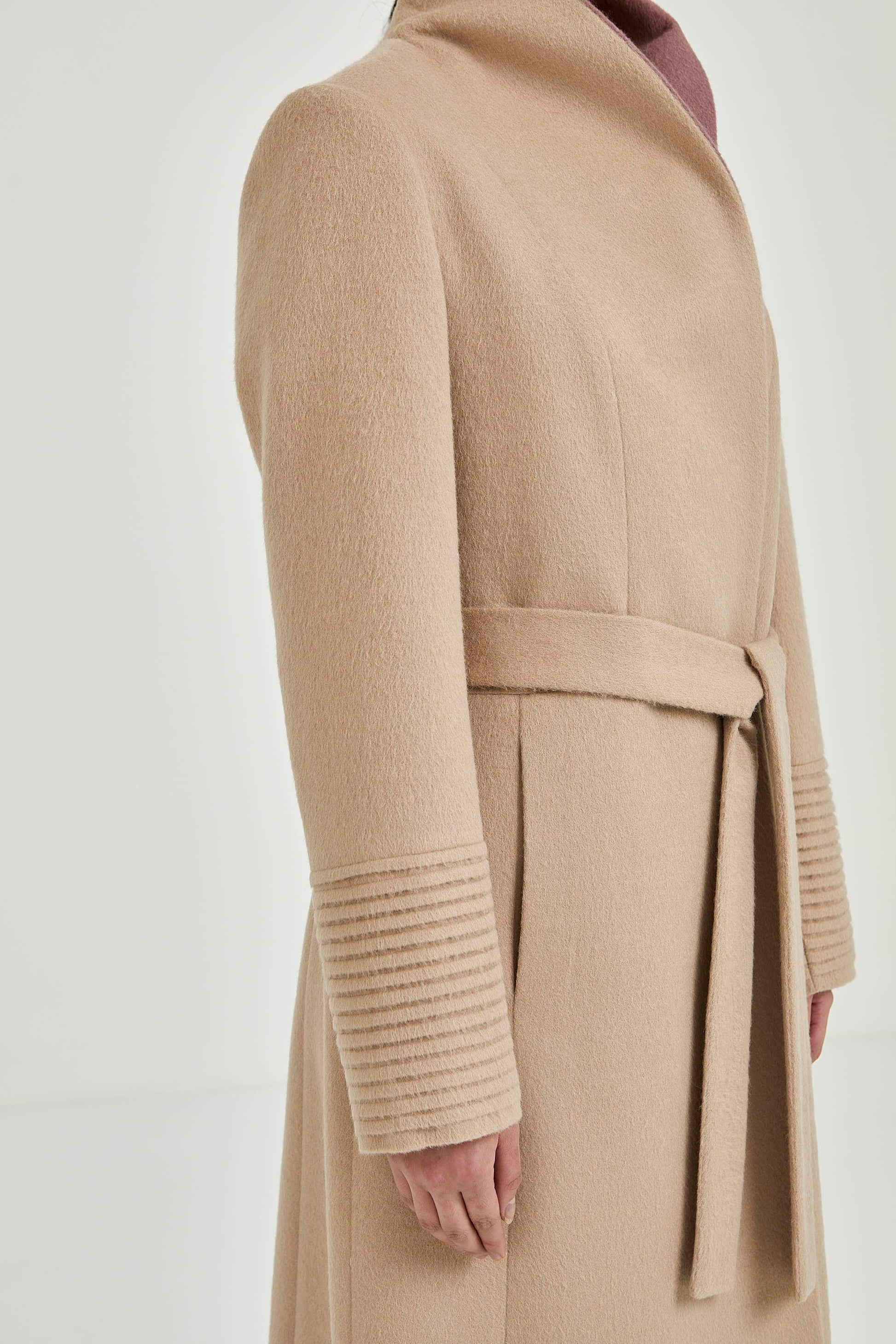 Baby Alpaca Two-tone Coat  | Katherin