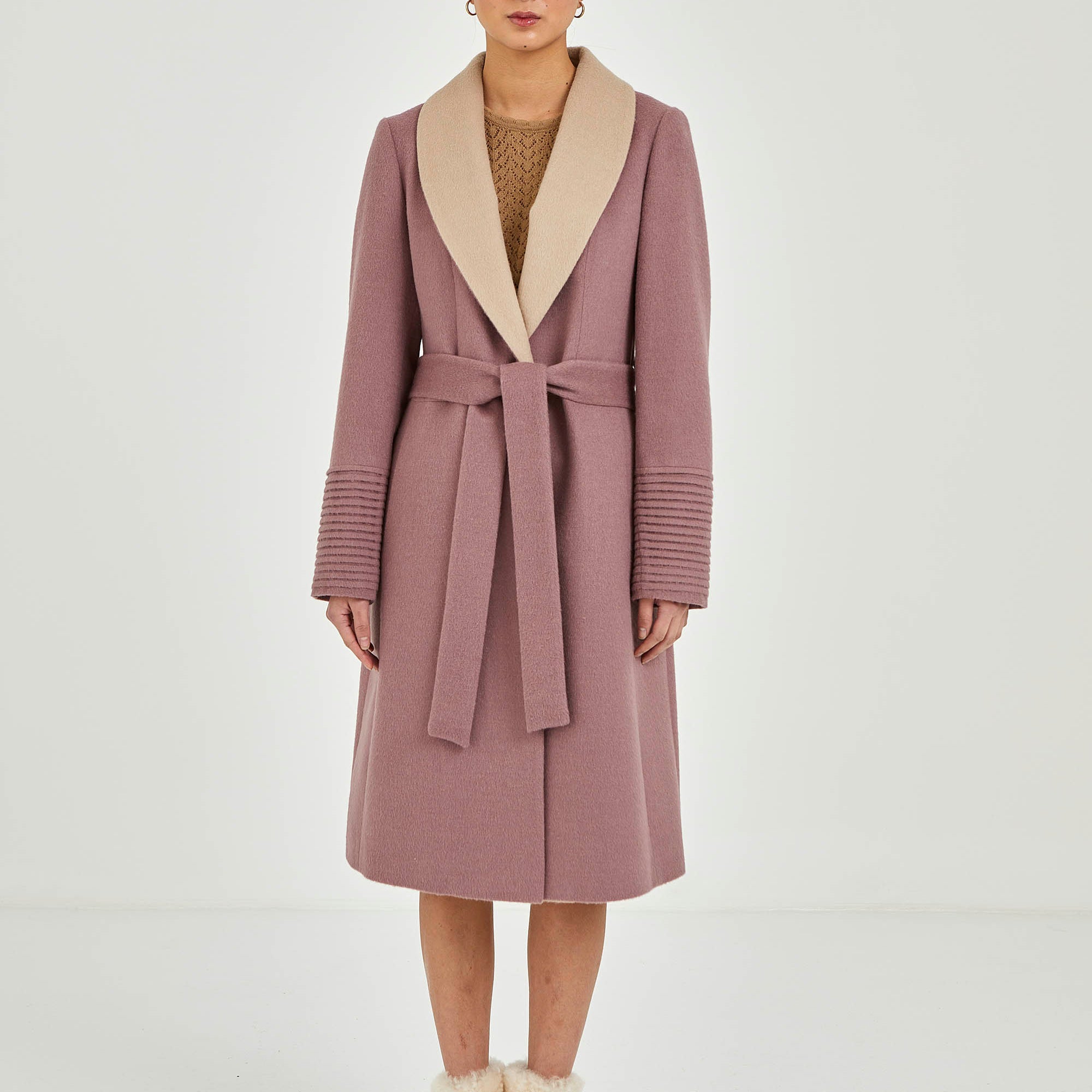 Baby Alpaca Two-tone Coat  | Katherin